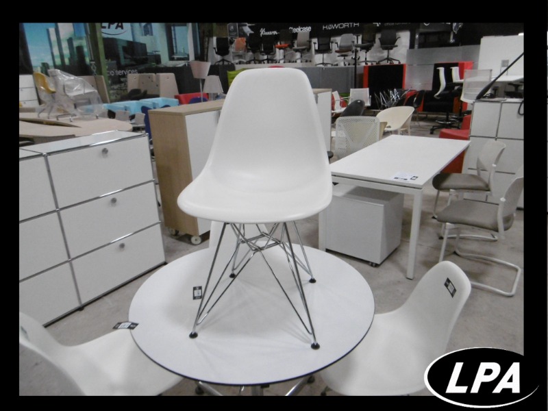 Mobilier Design Chaise Eames Plastic Dsr Structure Chromé Blanche 1